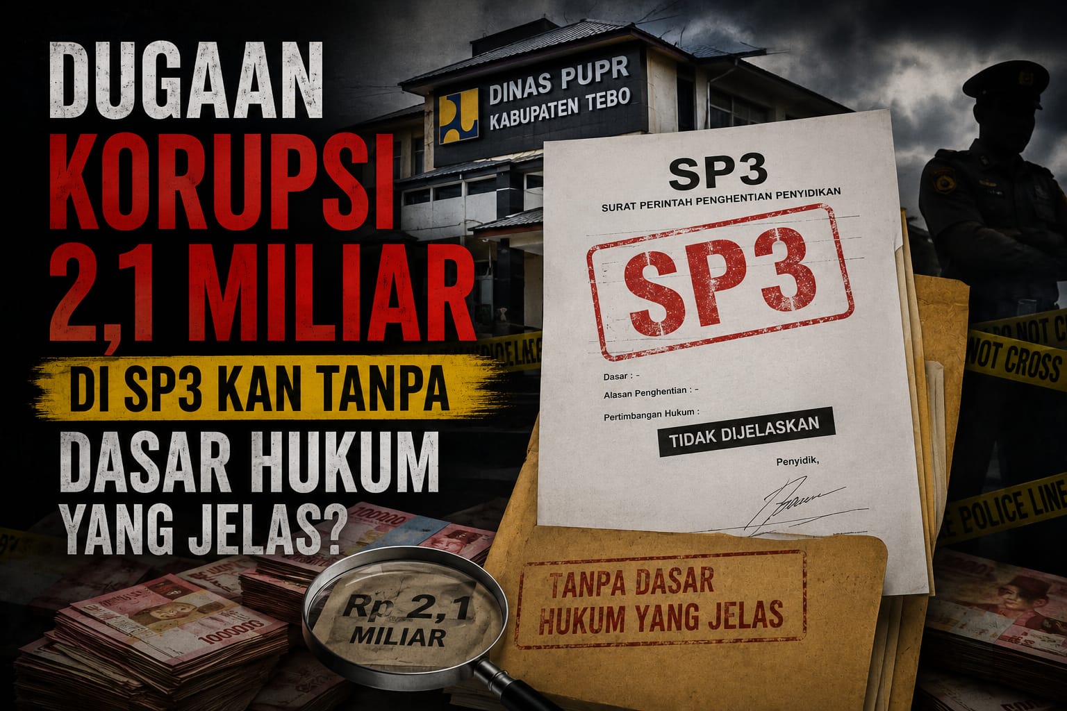 Laporan Dugaan Korupsi Rp2,1 Miliar di DPUPR Tebo, Masyarakat Pertanyakan Kejari