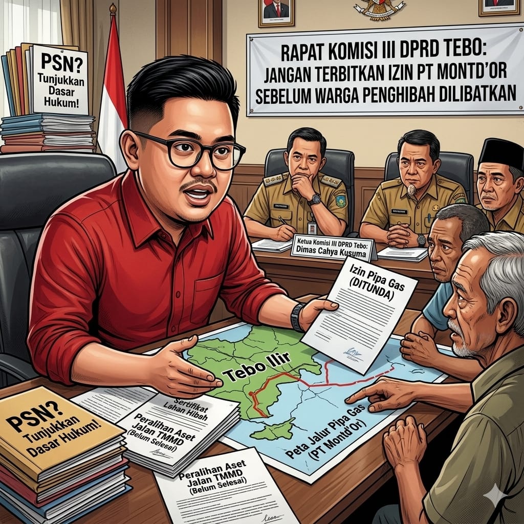 DPRD Desak Bakeuda Tebo Bereskan SHM Jalan TMMD, Tunda Izin Jalur Pipa PT Montd’Or Jalan TMMD