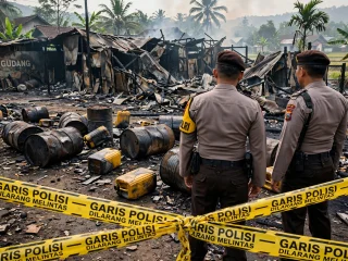 Gudang BBM Ilegal di Bungo Terbakar Hebat, 2 Pekerja Luka Bakar dan Ratusan Jerigen Solar Ludes