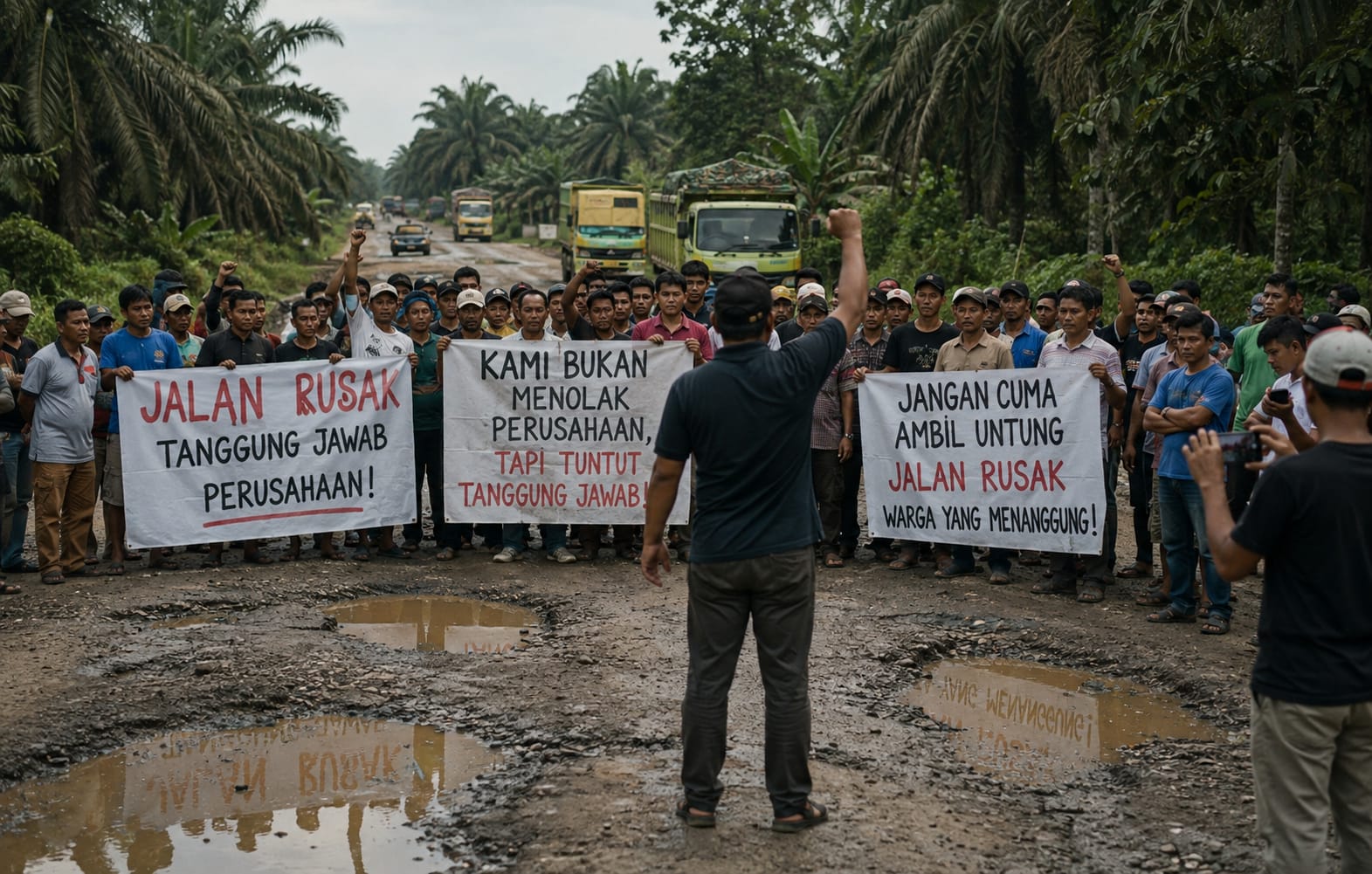 Warga Tiga Desa Bersatu, Ancam Blokade Jalan Jika Perusahaan Tetap Abaikan Kerusakan
