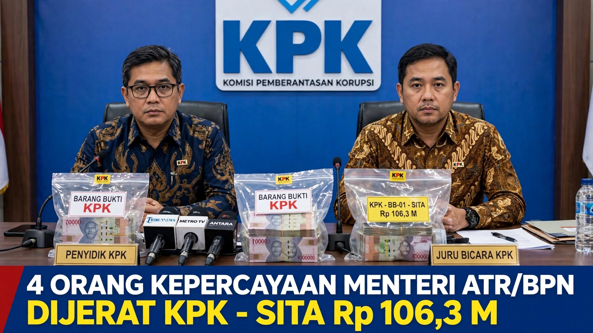 KPK Sita Rp 106,3 Miliar di OTT ATR/BPN, 4 Orang Kepercayaan Nusron Wahid Tersangka