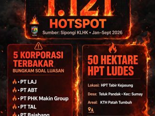 1.121 Hotspot di Tebo, Api Bakar 5 Lahan Korporasi dan HPT Tabir Kejasung