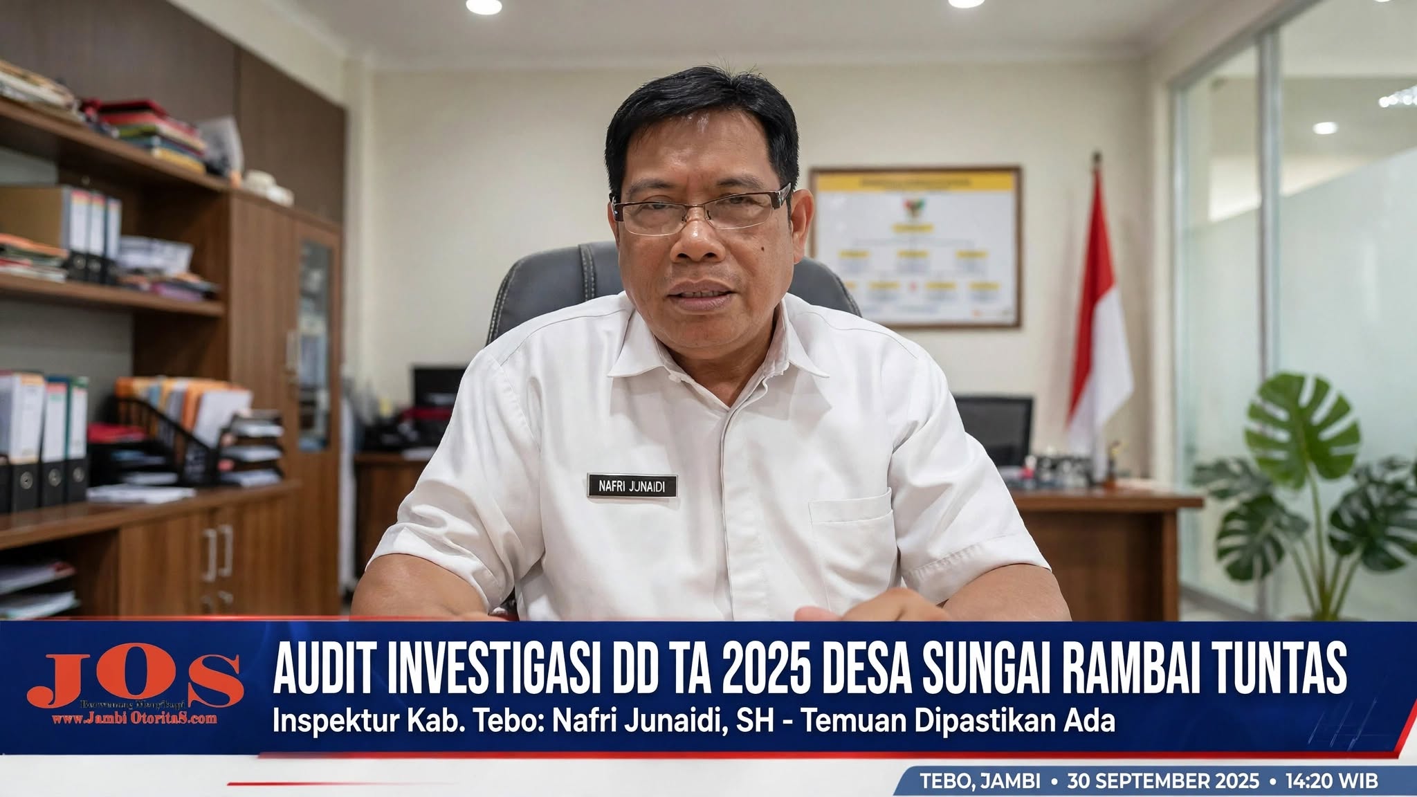 Inspektur Tebo Pastikan Ada Temuan Audit Dana Desa Sungai Rambai, Hasil Audit Dilimpahkan ke Polres